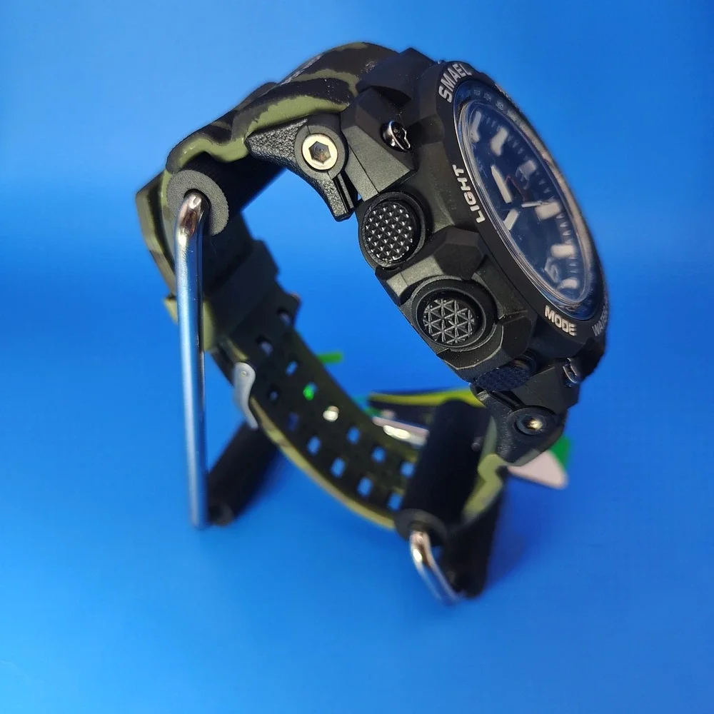 Smael War Hammer Camo‎ 47 mm Dual Time Ani-Digi Military Mens Quartz Watch New